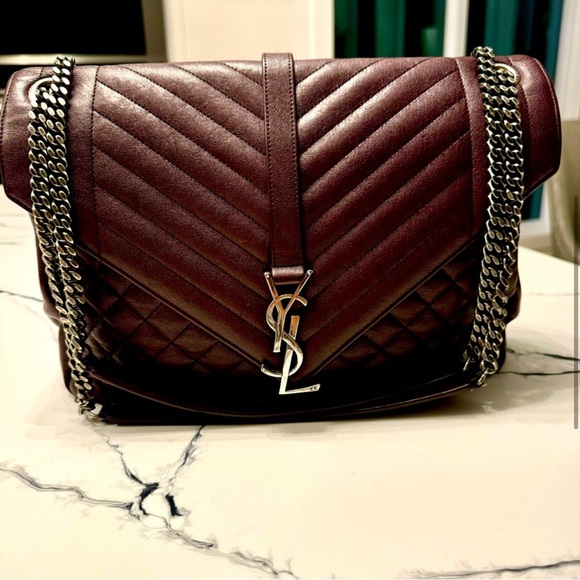 Yves Saint Laurent Burgundy Quilted Calfskin Leather - Picture 5 of 8